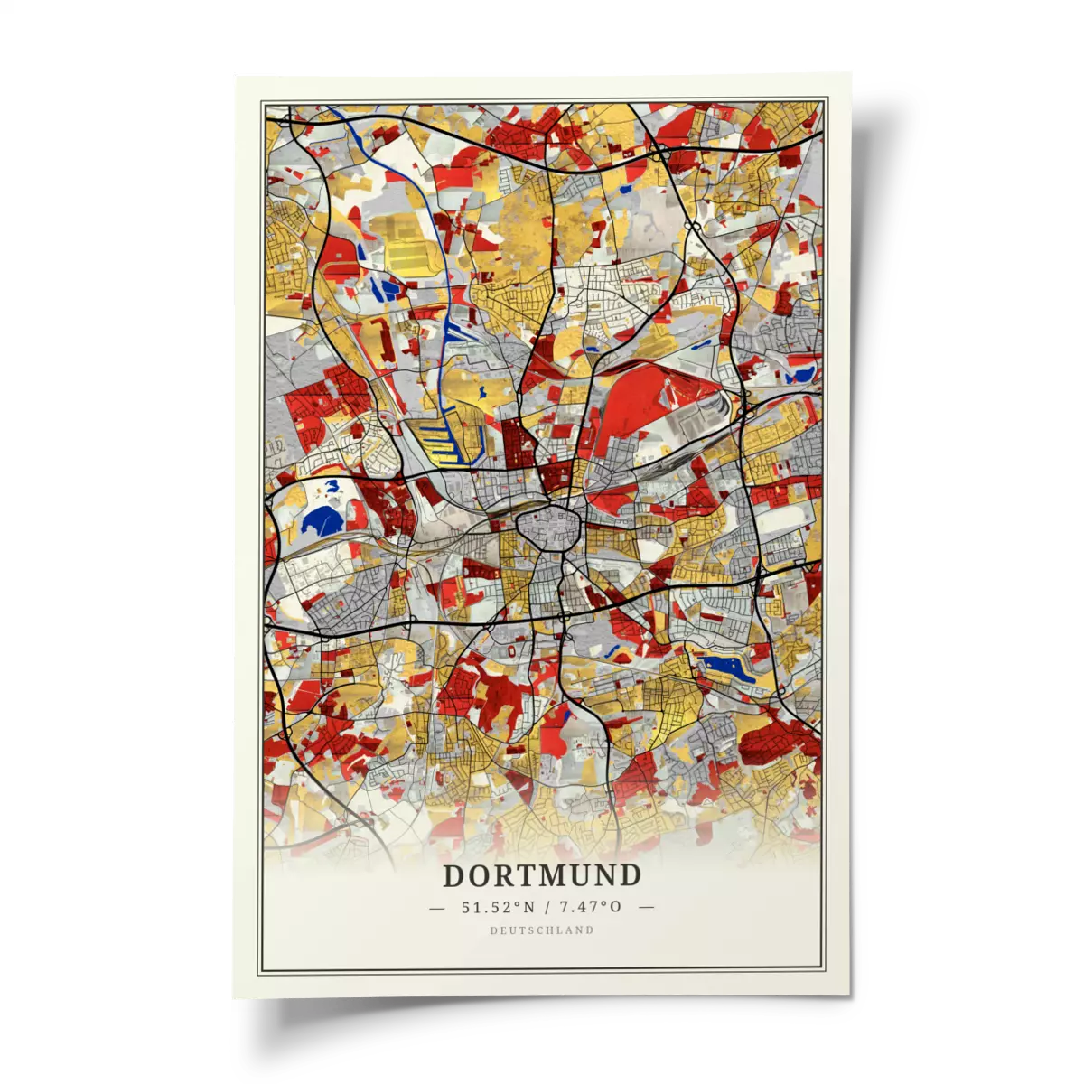 Poster Dortmund Im Stil Mondrian UrbanMapDesign