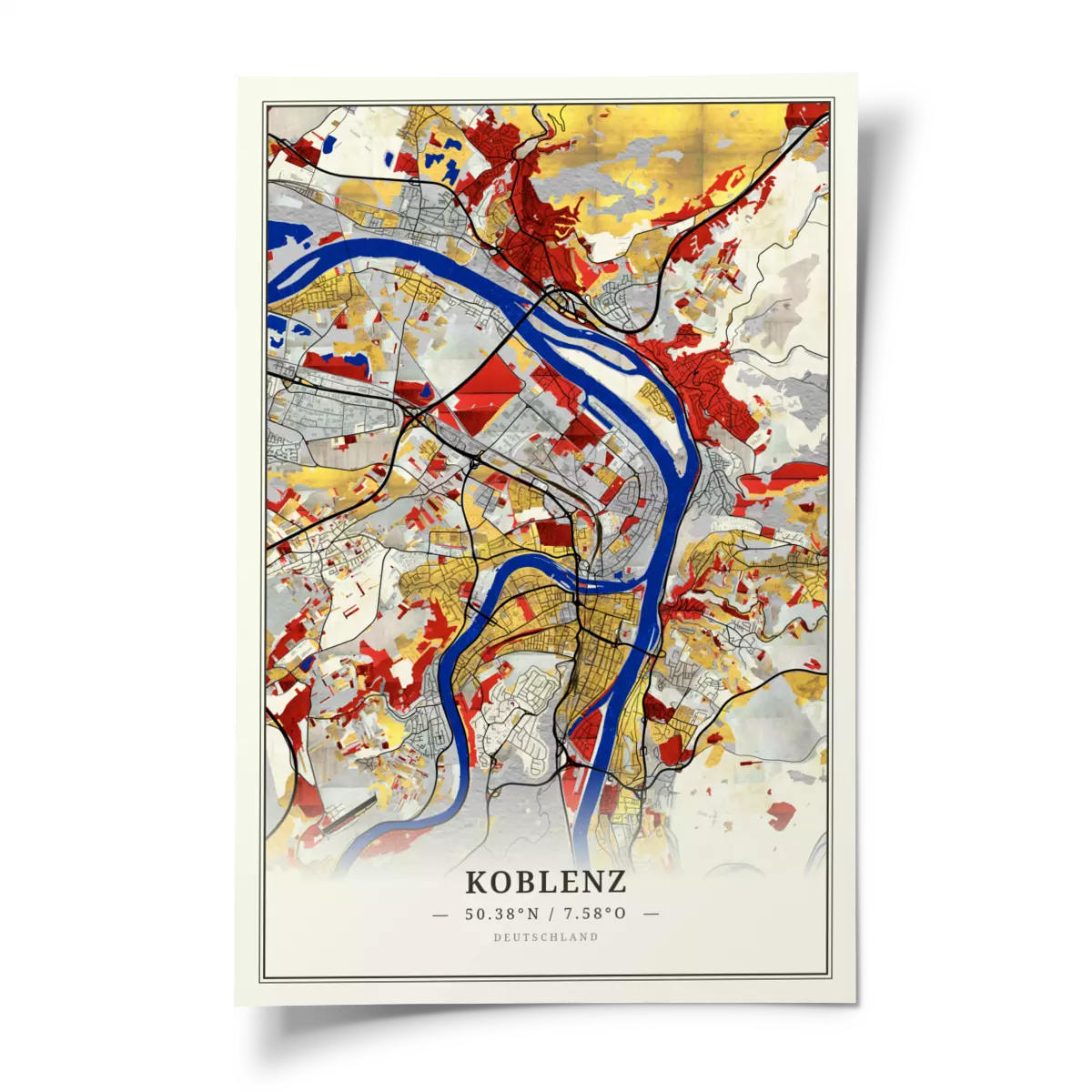 Poster Koblenz Im Stil Mondrian UrbanMapDesign