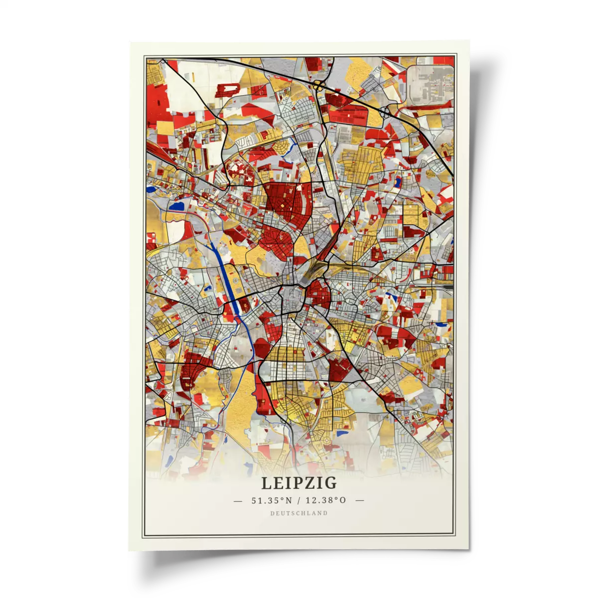 Poster Leipzig Im Stil Mondrian UrbanMapDesign