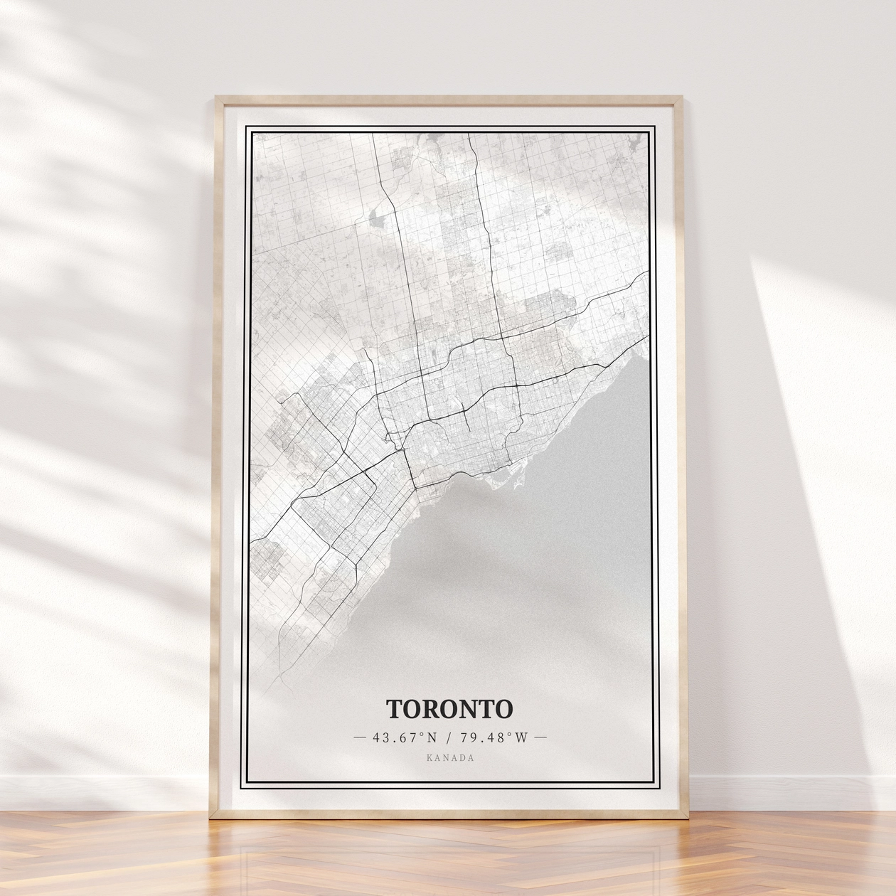 Stadtplan Toronto in einem Holzrahmen