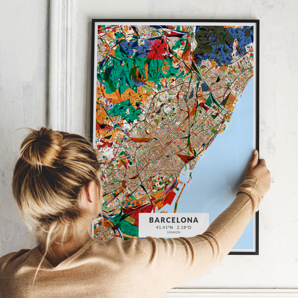 City-Map Barcelona im Stil Kandinsky