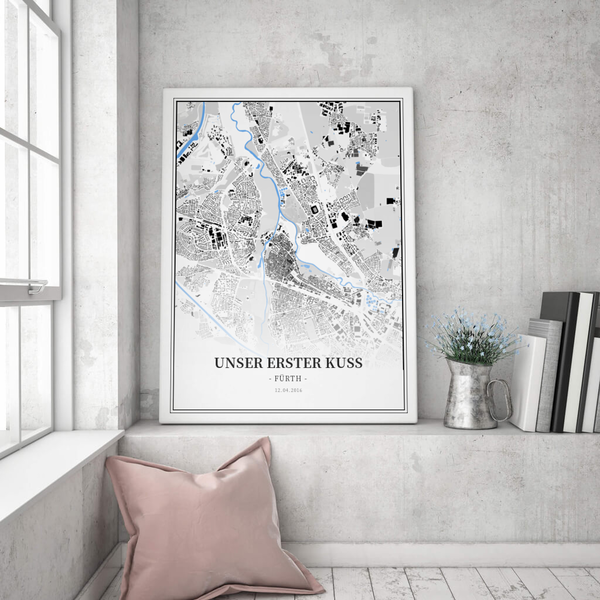 Stadtkarte Fürth im Stil Schwarzplan