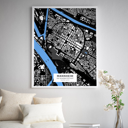Poster der Innenstadt Mannheims im Stil Architekt