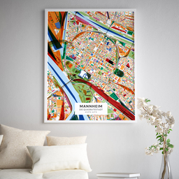 Poster der Innenstadt Mannheims im Stil Kandinsky