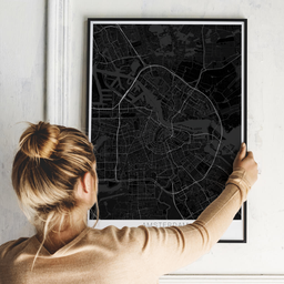 Gerahmtes Poster von Amsterdam im Stil Black