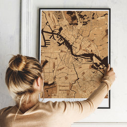 Gerahmtes Poster von Amsterdam im Stil Holz