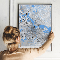 Poster von Amsterdam im Stil Schwarzplan