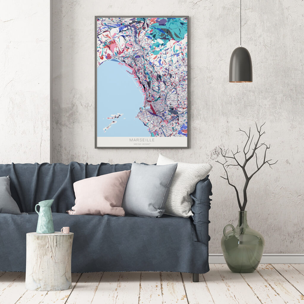 Stadtkarte Marseille im Stil Primavera Stadtkarte Marseille im Stil Primavera