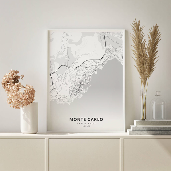 City-Map Monte Carlo im Stil Elegant
