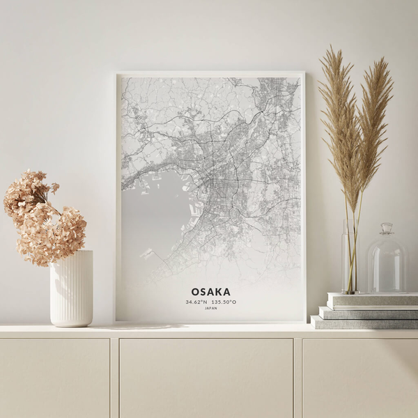 City-Map Osaka im Stil Elegant City-Map Osaka im Stil Elegant