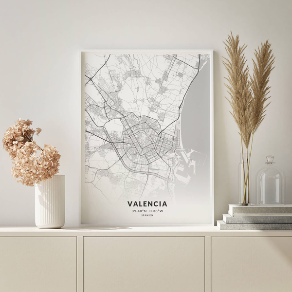 City-Map Valencia im Stil Elegant