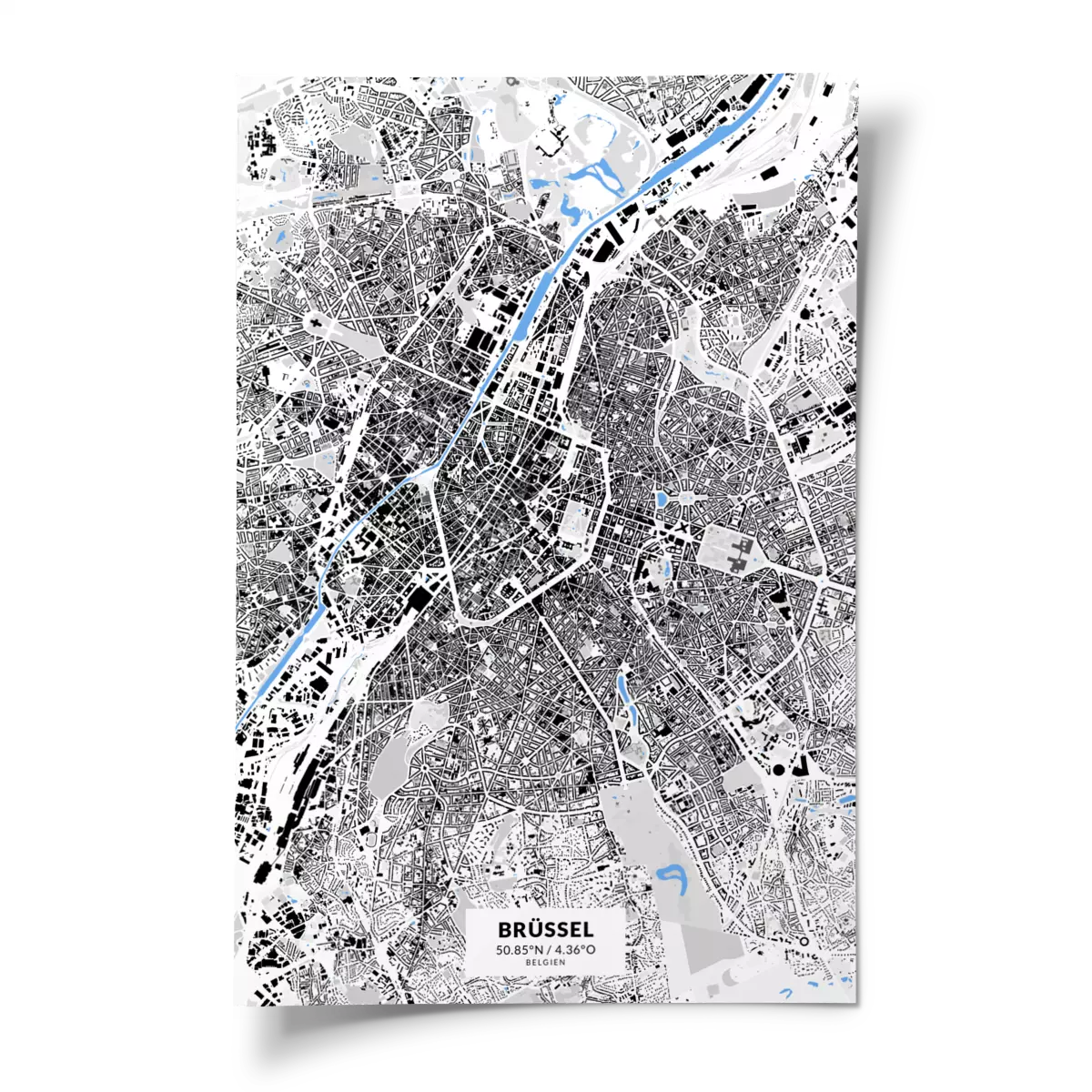 Poster Brüssel im Stil „Schwarzplan“